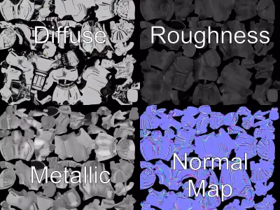 Futuristic Humanoid Robot Model Pack Low-poly 3D model