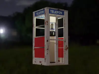 Old Telephone Booth 3D model purchase