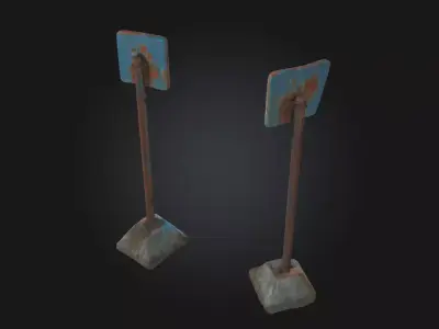 Rusty Parking Signs  Weathered Urban Street Props 3D model