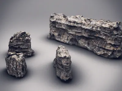 Rocks Stones set Low-poly 3D model purchase