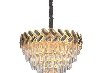 Adjustable Ceiling Light Fixture 5-Tier Crystal 3D model