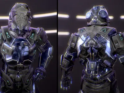 Sci-Fi Armor 3 Low-poly 3D model