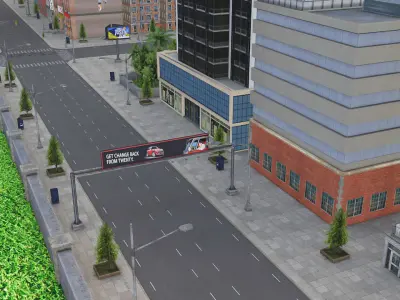 Realistic Modern City for Simulation and  Shooting Games Low-poly 3D model