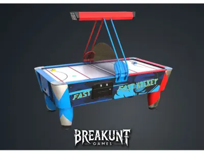 Airhockey Game with props - 3d Model - 3 assets Low-poly 3D model