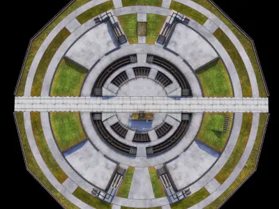 Rocket launch space complex low 3D model