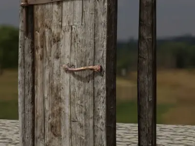  Simple Old Wooden planks Door -Low Poly  Low-poly 3D model