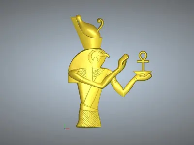 pharaoh horus statue - wall panel relief 3D print model purchase