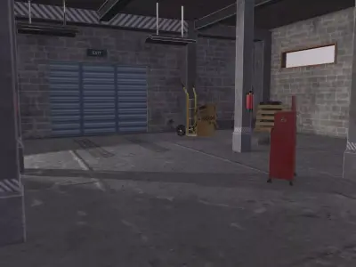 Garage autoservice Low-poly 3D model