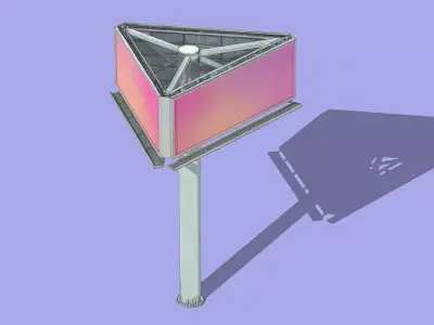 Triangular Billboard structure Low-poly 3D model