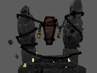 Evil Coffin Chain Binding Low-poly 3D model