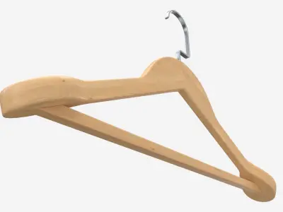 Hanger For Clothes Wooden 01 Light 3D model