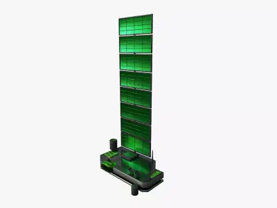 Satellite B01 Black Green - SciFi Space Design Low-poly 3D model