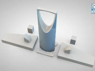 Riyadh Tower four seasons Riyadh Low-poly 3D model