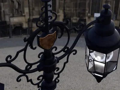 Parisien-Inspired Vintage Streetlight Low-poly 3D model