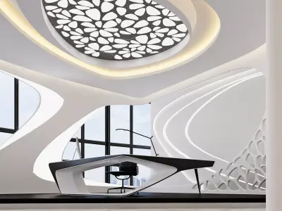 Futuristic Executive Office Interior 3D model