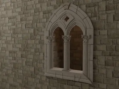 Classical medieval mullioned Low-poly 3D model