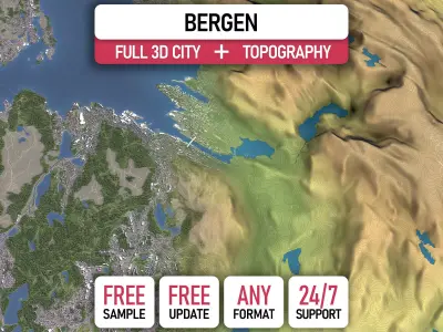 Bergen - 3D City Terrain 3D Model Pack