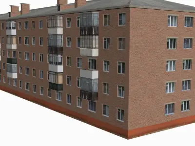 Russian Soviet brick house 3D model