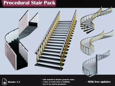 Procedural Stair Pack 3D model