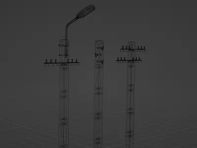 street electric pole with lamp Free low-poly 3D model
