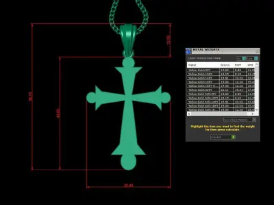 Light Gold 18K Cross Pendant 2CP008 3D print model