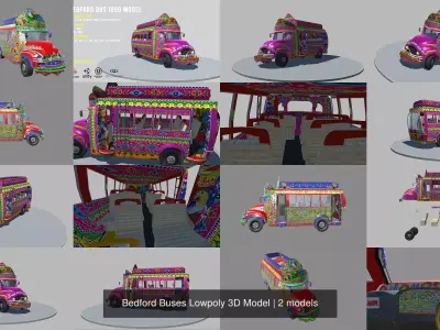 Bedford Buses Lowpoly 3D Model 3D Model Pack