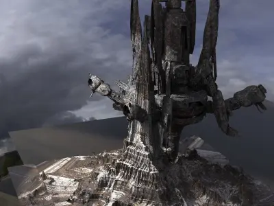 Ice Mountain with Robot Droid 2 3D model