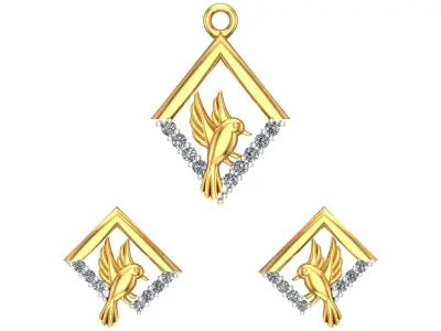 084 - Bird Pendant Set for Women 3D print model