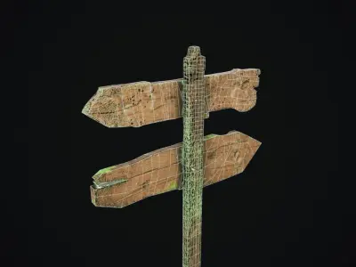 Old signpost Low-poly 3D model