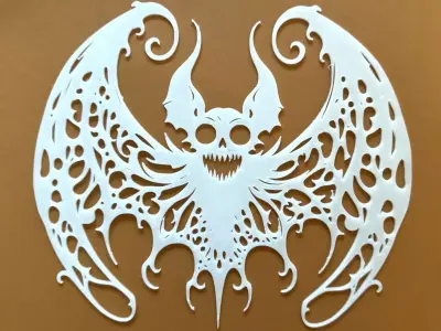 Demon Bat Wall Silhouette STL  3D print model