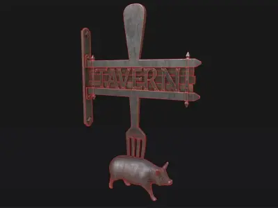 Medieval Tavern Sign  Low-poly 3D model