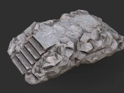 Stairs stone staircase 02 Low-poly 3D model