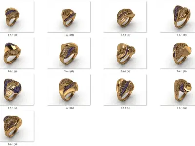 25 pcs ring drawing 3d rihone drawing ring rings ring models 3D print model