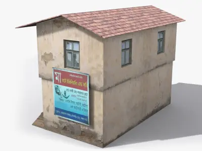 Slum c wooden house with roof Low-poly 3D model