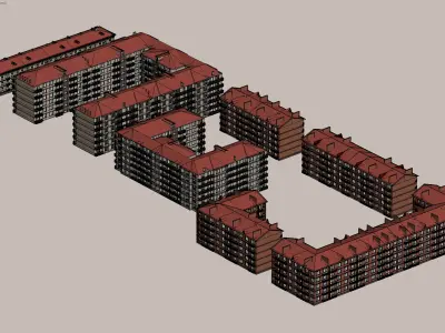 Red Roof Residential Complex 3D model