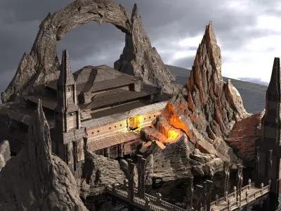 Dark Lord Feudal Mountains  Kit bash  3D model