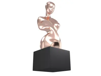 Abstract Woman Half Body Shape Sculpture v2 003 Low-poly 3D model