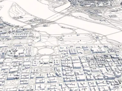 Washington DC USA 20x20km 3D City Map 3D model