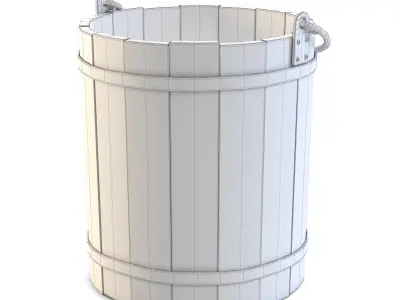 Old Wooden Bucket 3D model
