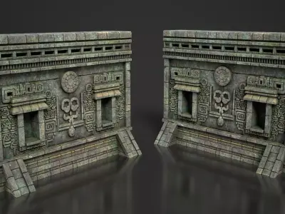 Mayan Temple Wall Modulars 06 250726 Low-poly 3D model