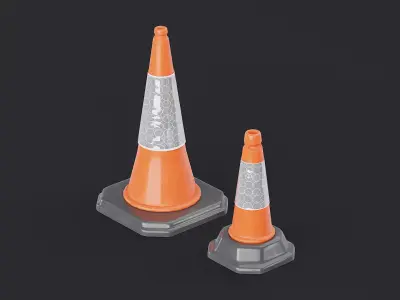 Traffic Cones 500 n 750 Orange 3D Model Pack