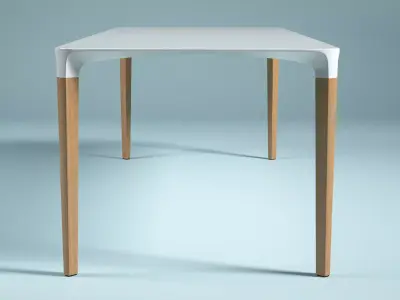 Beam dining table with wooden legs 3D model