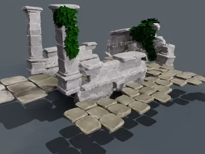 Ruin gate Low-poly 3D model