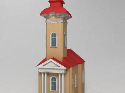 3D low poly model of church Low-poly 3D model