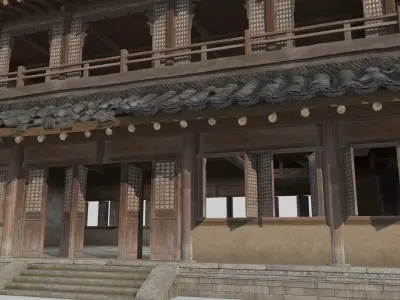 Asian Ancient Architecture Restaurant 3D model