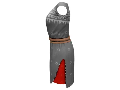 Torn Edges Side Slits Tribal Dress Low-poly 3D model