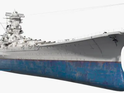  Naval Gun Turret Battleship on Sea 