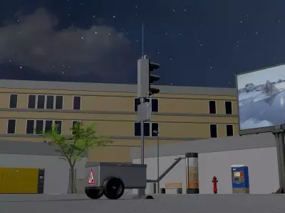 Mobile construction-site traffic-light Off Low-poly 3D model