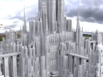 Victorian fantasy architecture huge city  3D 3D model