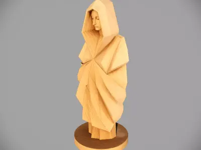 Geometric Hooded Wood Sculpture 3D model